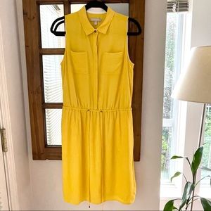 Banana Republic Viscose Yellow Drawstring Waist Sleeveless Mini Dress Size US 8